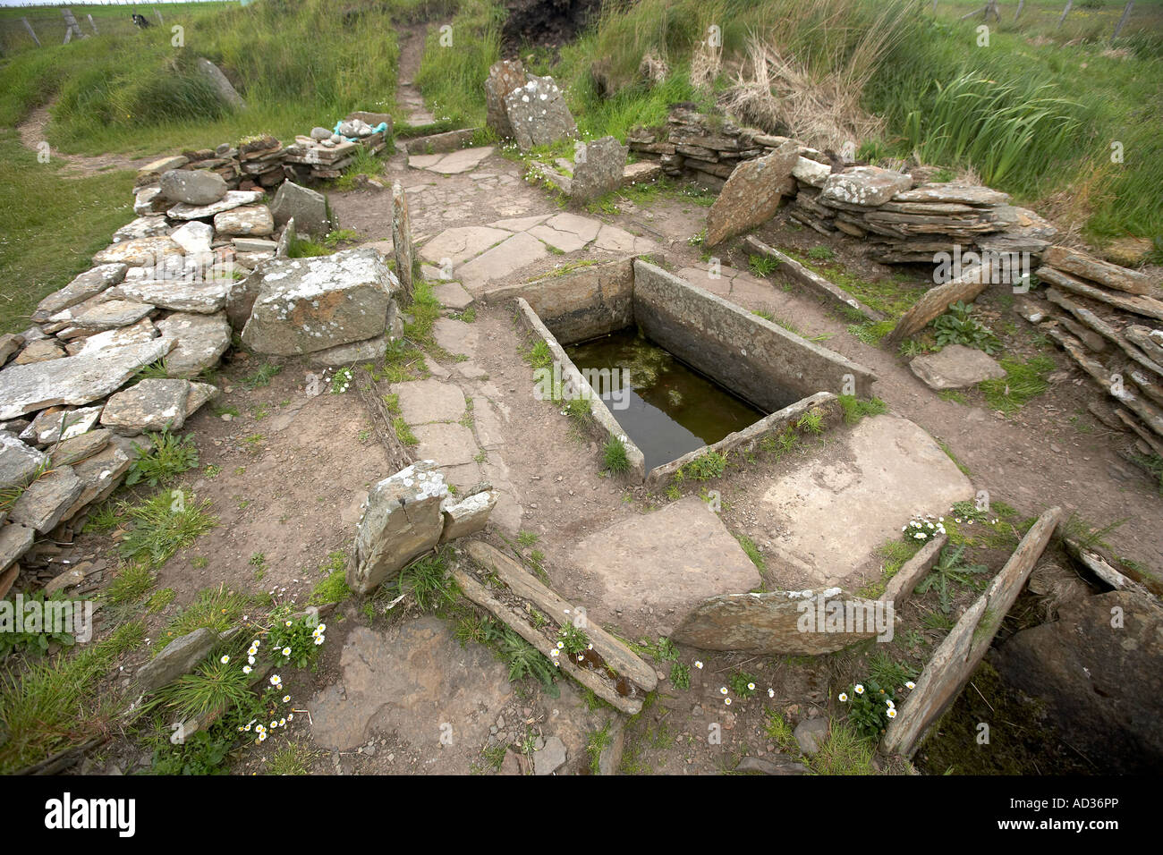 Il tumulo di bruciato età del bronzo vicino casa Liddle South Ronaldsay isole Orcadi Scozia uk Foto Stock