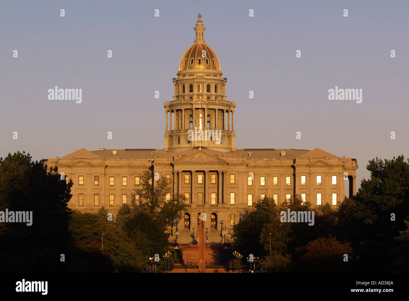 Campidoglio dello Stato del Colorado a Denver, Colorado, Stati Uniti d'America al tramonto. Foto Stock