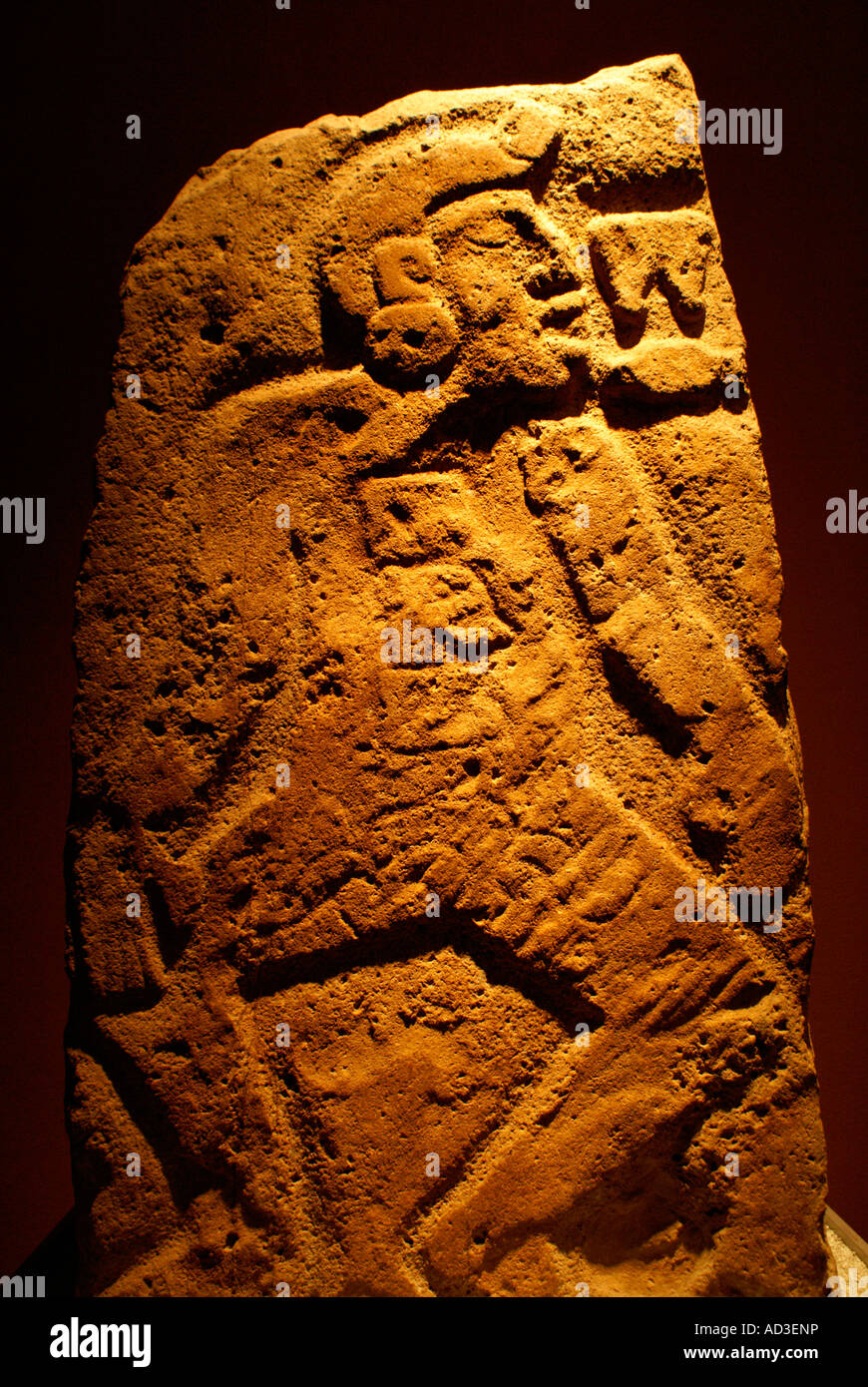 Danzante o ballerina scultura da Monte Alban, Oaxaca, Museo Nacional de Antropologia, Città del Messico Foto Stock