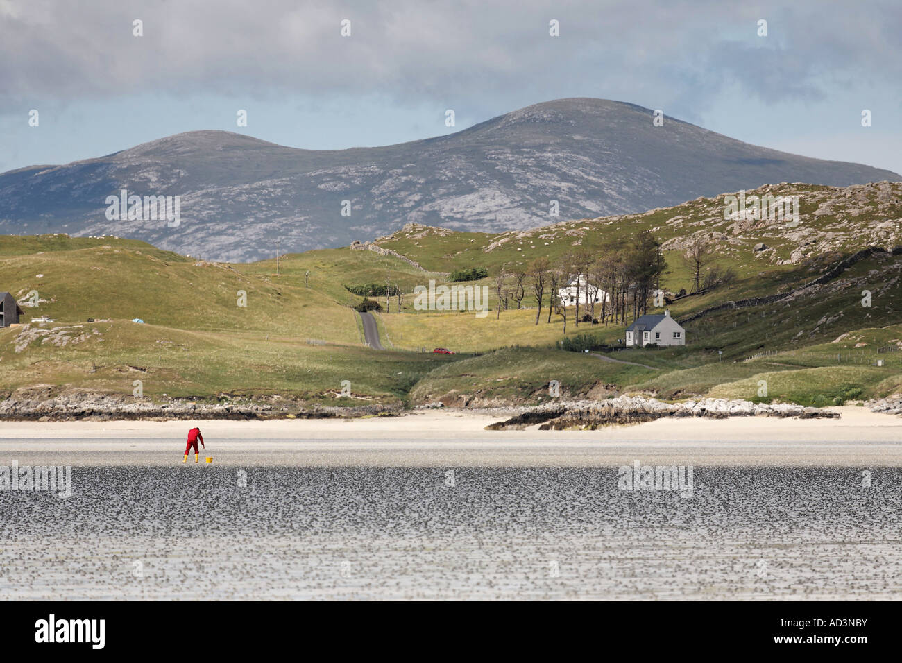 Il Cockle Picker Seilebost sulla spiaggia - Isle of Harris Foto Stock