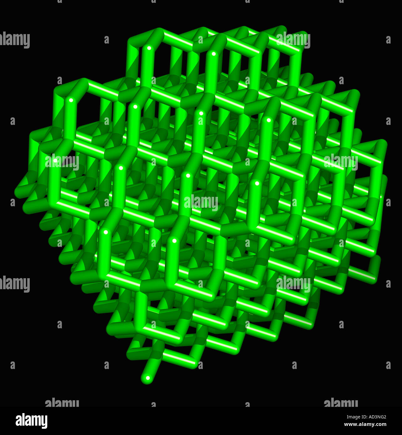 Il cristallo di diamante carbonio struttura reticolare (allotropo del carbonio) Foto Stock