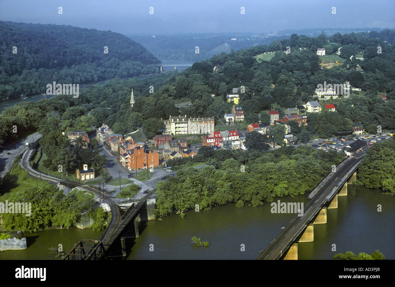 Harpers Ferry National Historical Park West Virginia confluenza del Shenandoah e fiumi Potomac Foto Stock