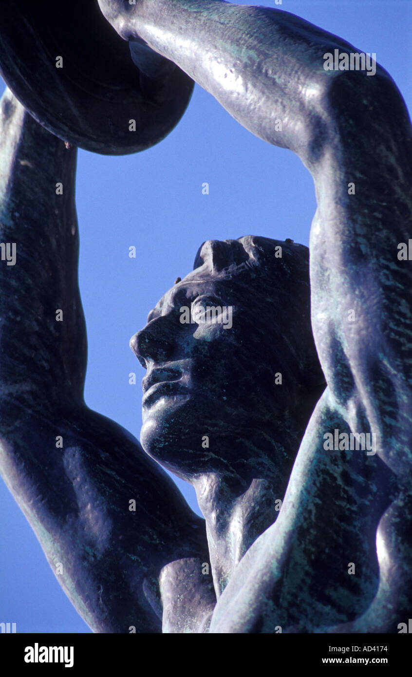 Close-up di una statua del Discobolo, di fronte alla stadio di Atene (Grecia) Foto Stock