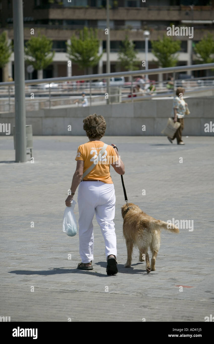 Giochi e divertimento con la fontana sono più come i cani proprietario prende it home Foto Stock
