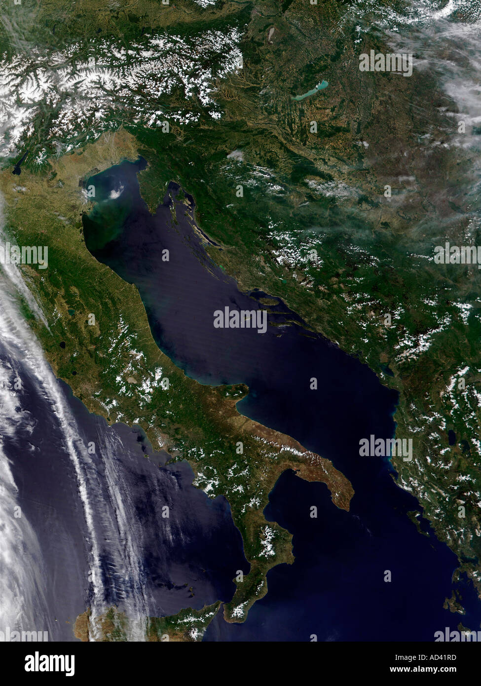 Mare Adriatico, immagine satellitare Foto stock - Alamy