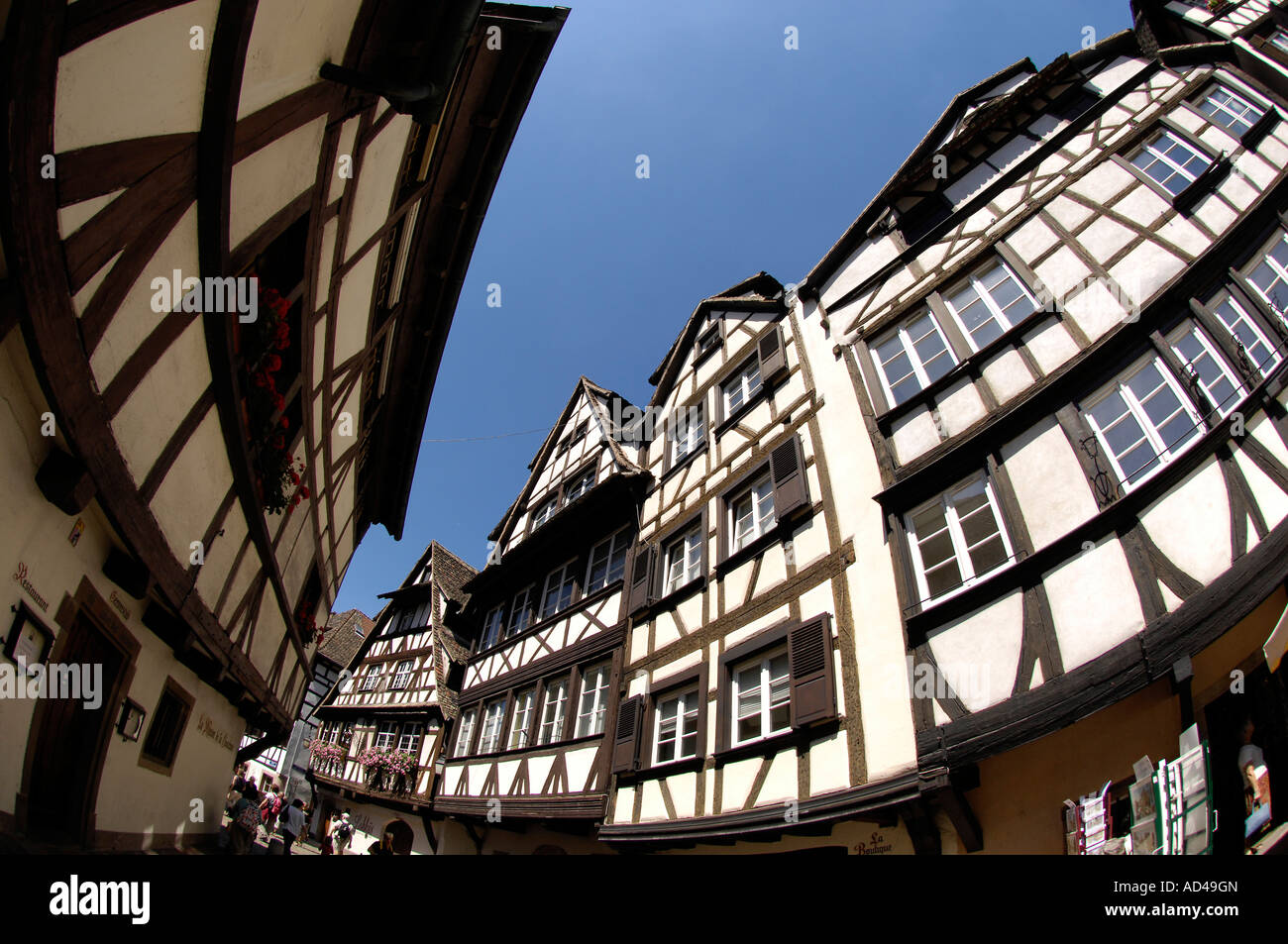 Metà medievale-case con travi di legno a Strasburgo, Alsazia, Francia Foto Stock