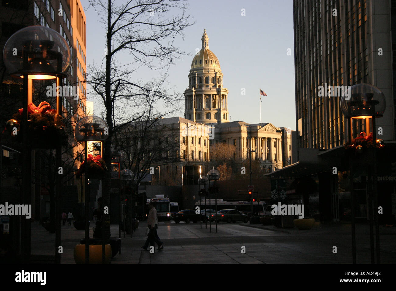 Il Capitol Building a Denver in Colorado al tramonto Foto Stock