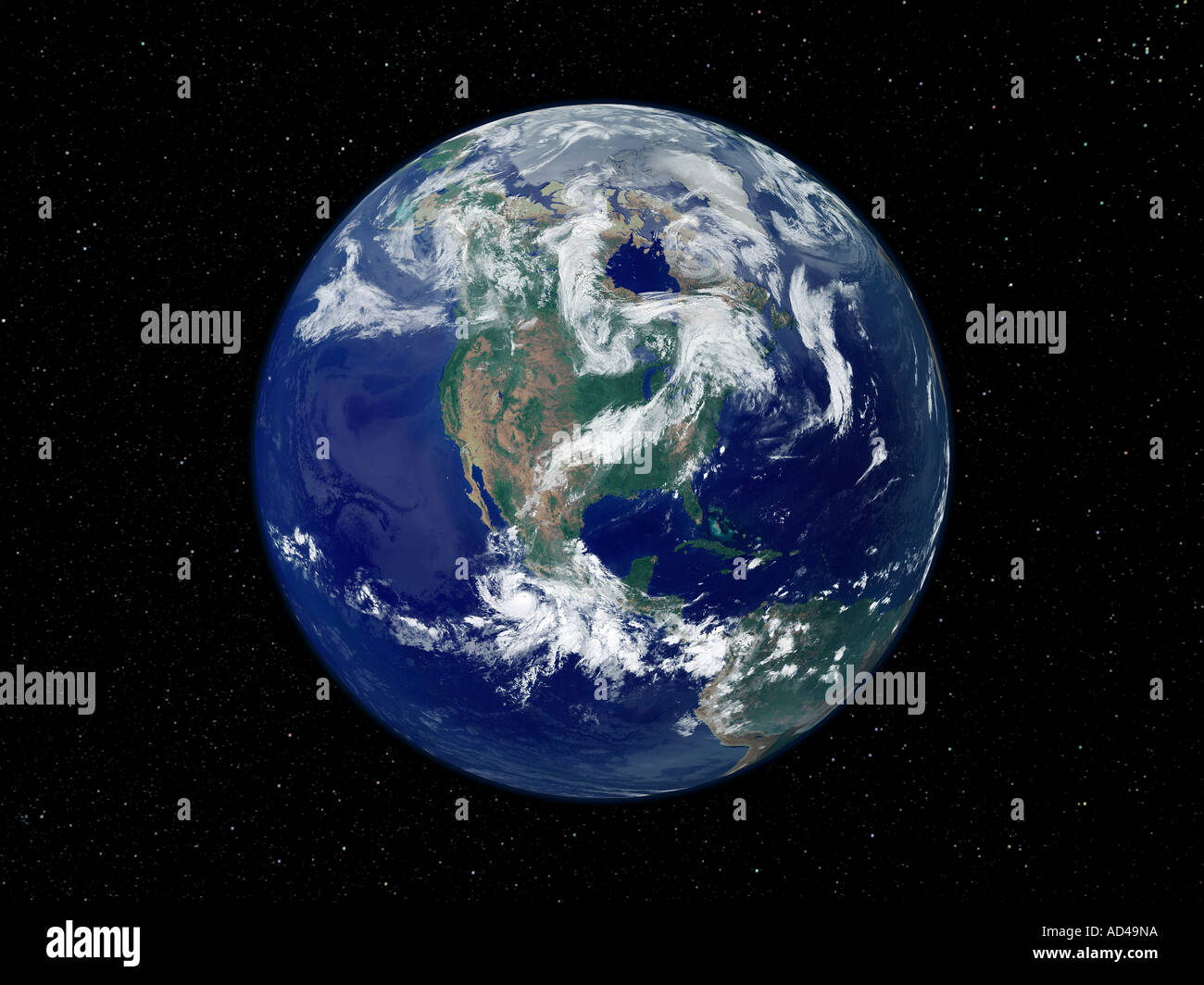 Completamente illuminata immagine della terra centrata sul Nord America Foto Stock