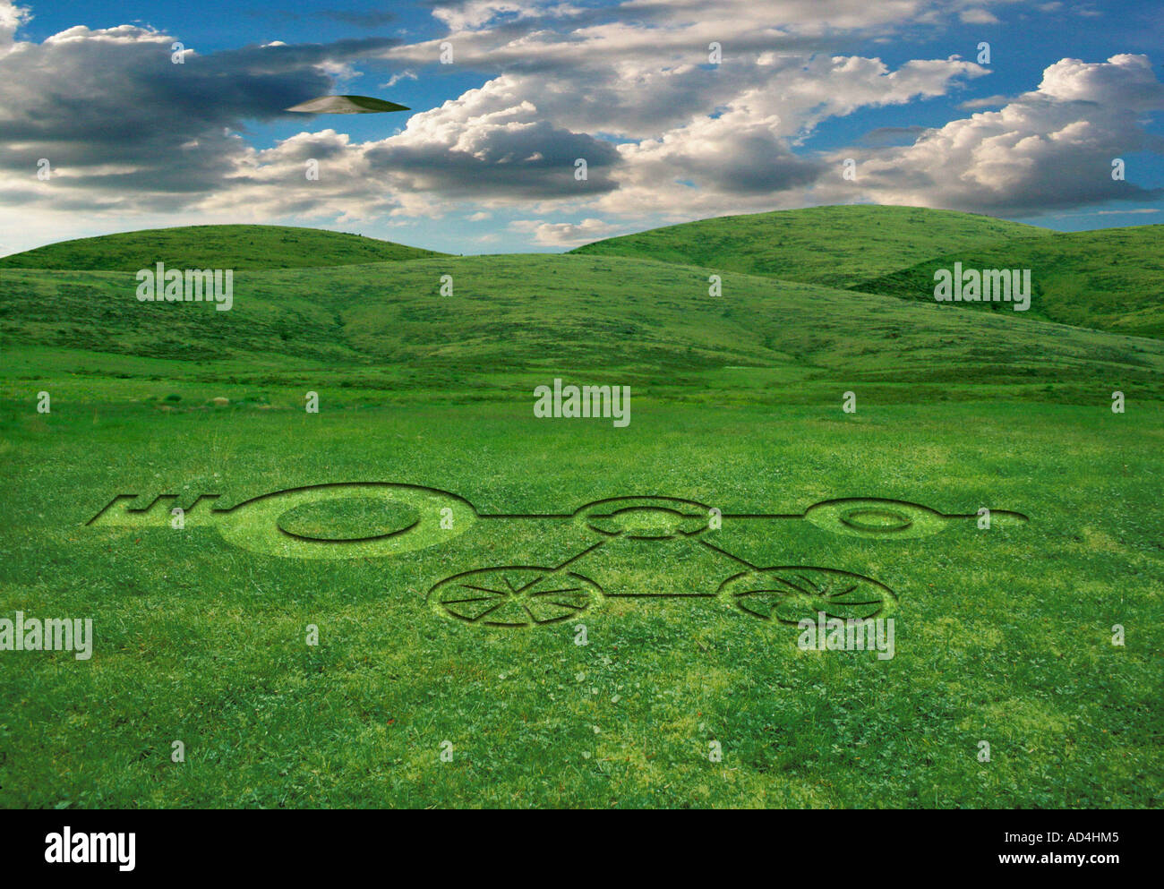 Crop Circle & UFO Foto Stock