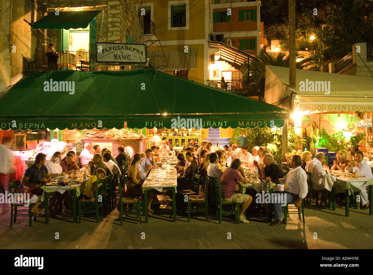 Taverna Greca ristorante di Simi isola. Foto Stock