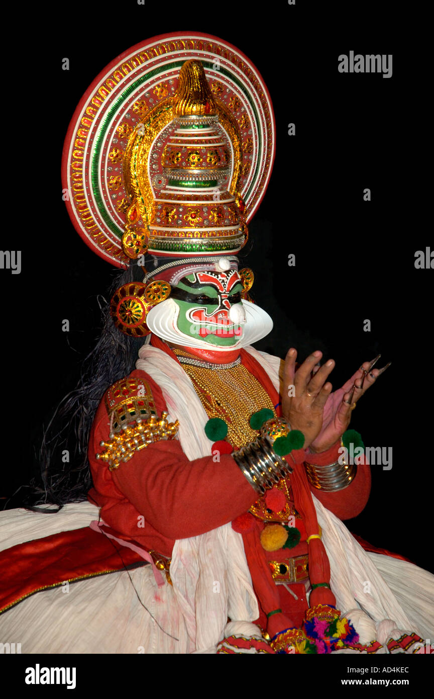 Kathakali ballerino e performer Kerala India del Sud Foto Stock