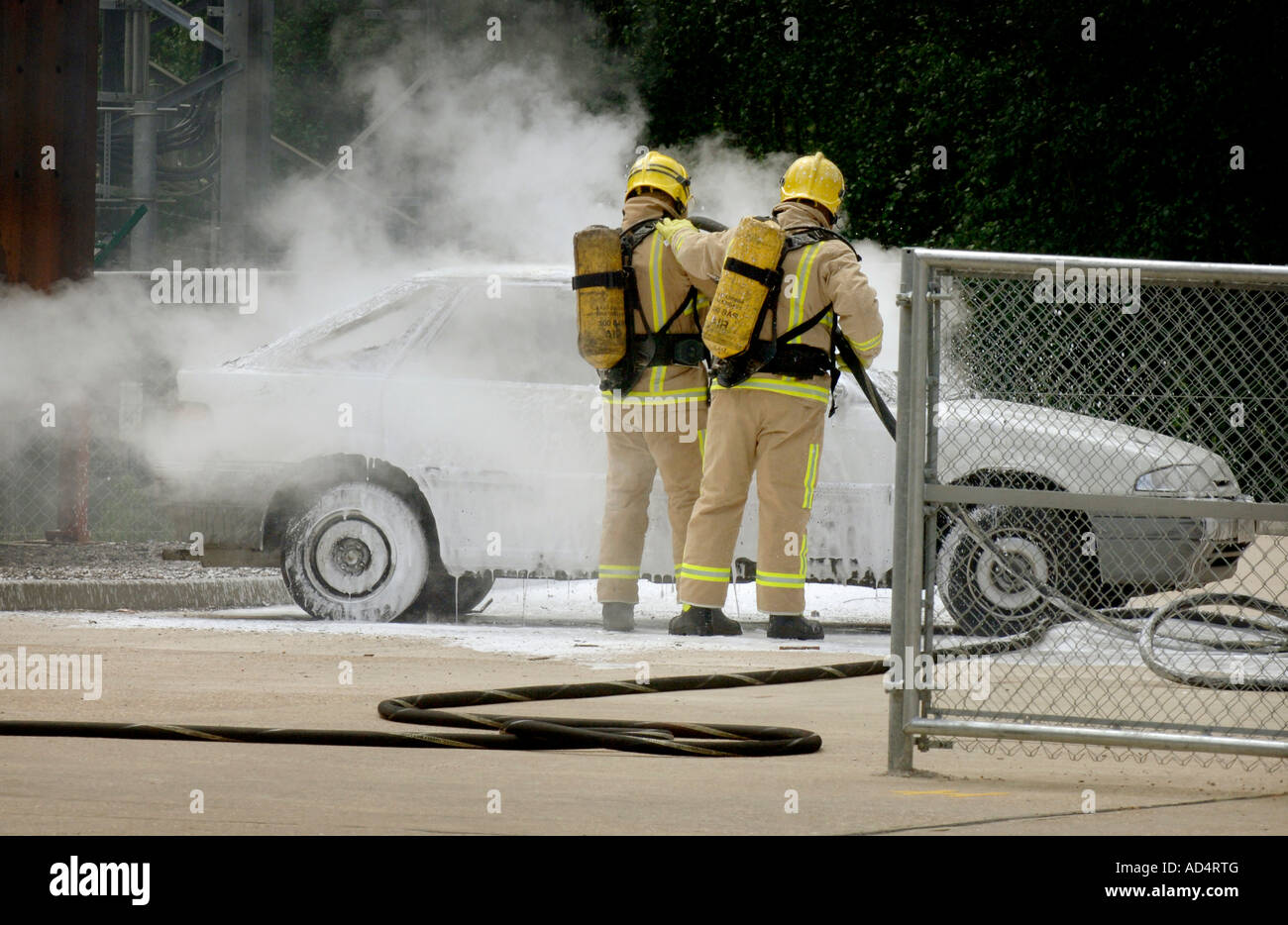 East Sussex fire e la squadra di salvataggio su esercizio con macchina fuoco. Foto da Jim Holden. Foto Stock