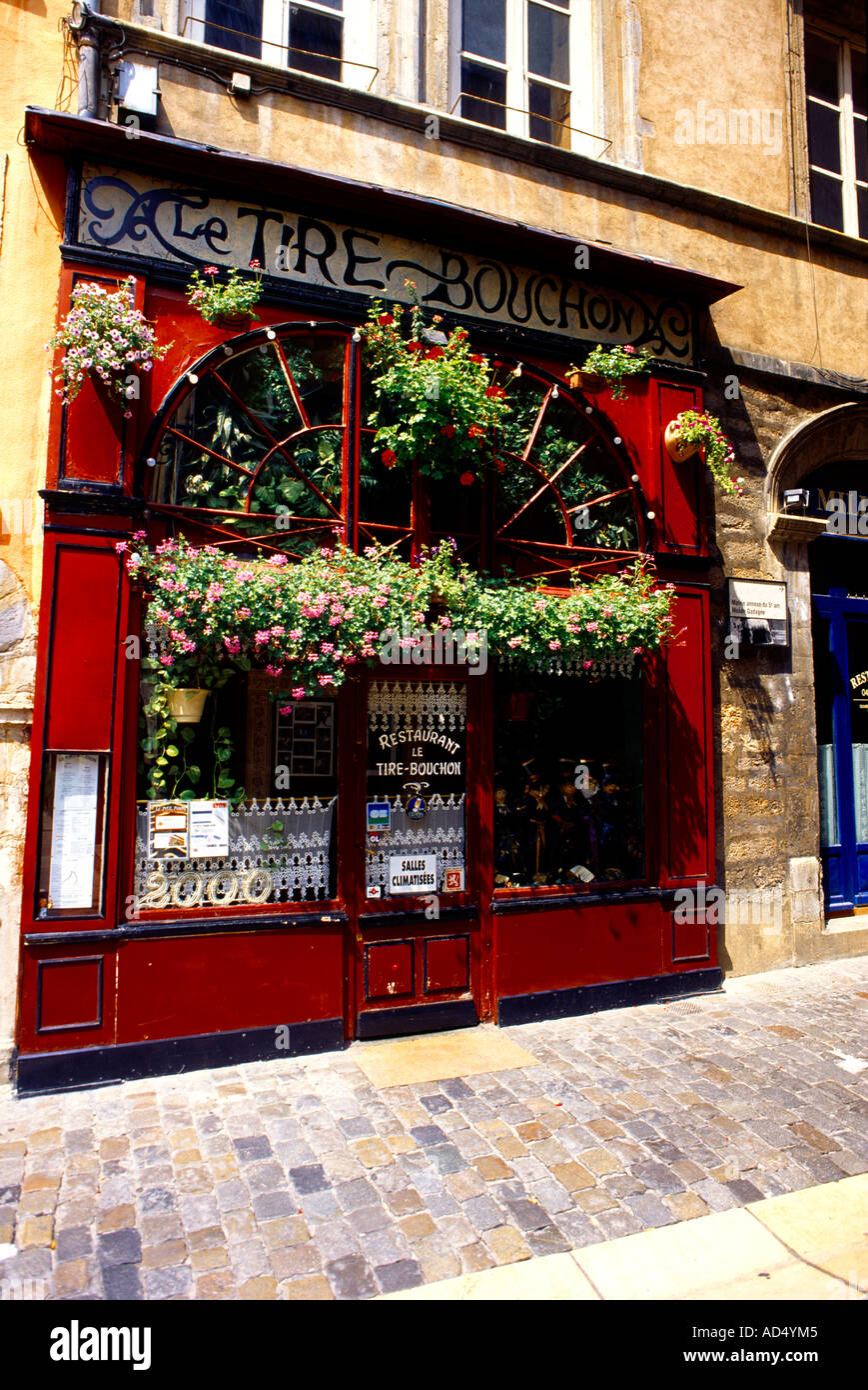 Lione Francia Rue du Boeuf Ristorante Le Tire Bouchon Foto Stock