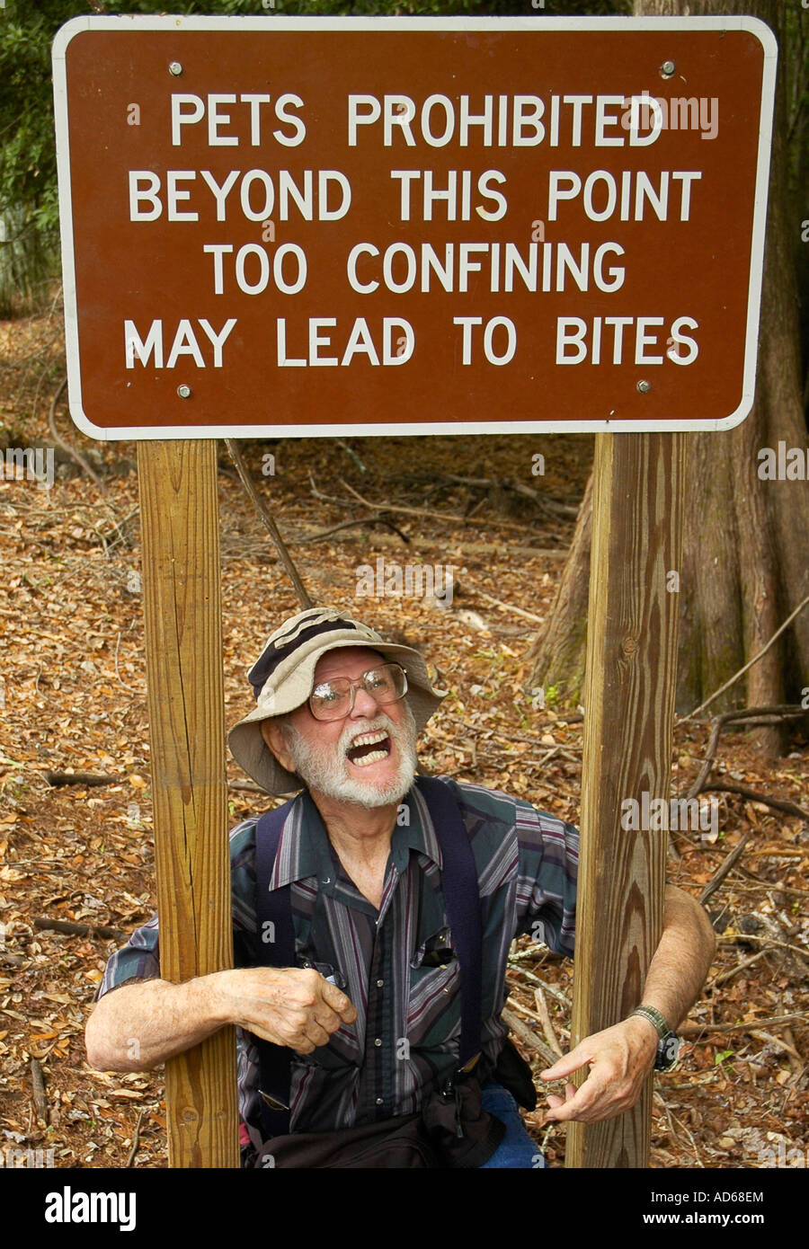 Uomo e animali domestici vietato firmare, lamantino Springs State Park, North Florida Foto Stock