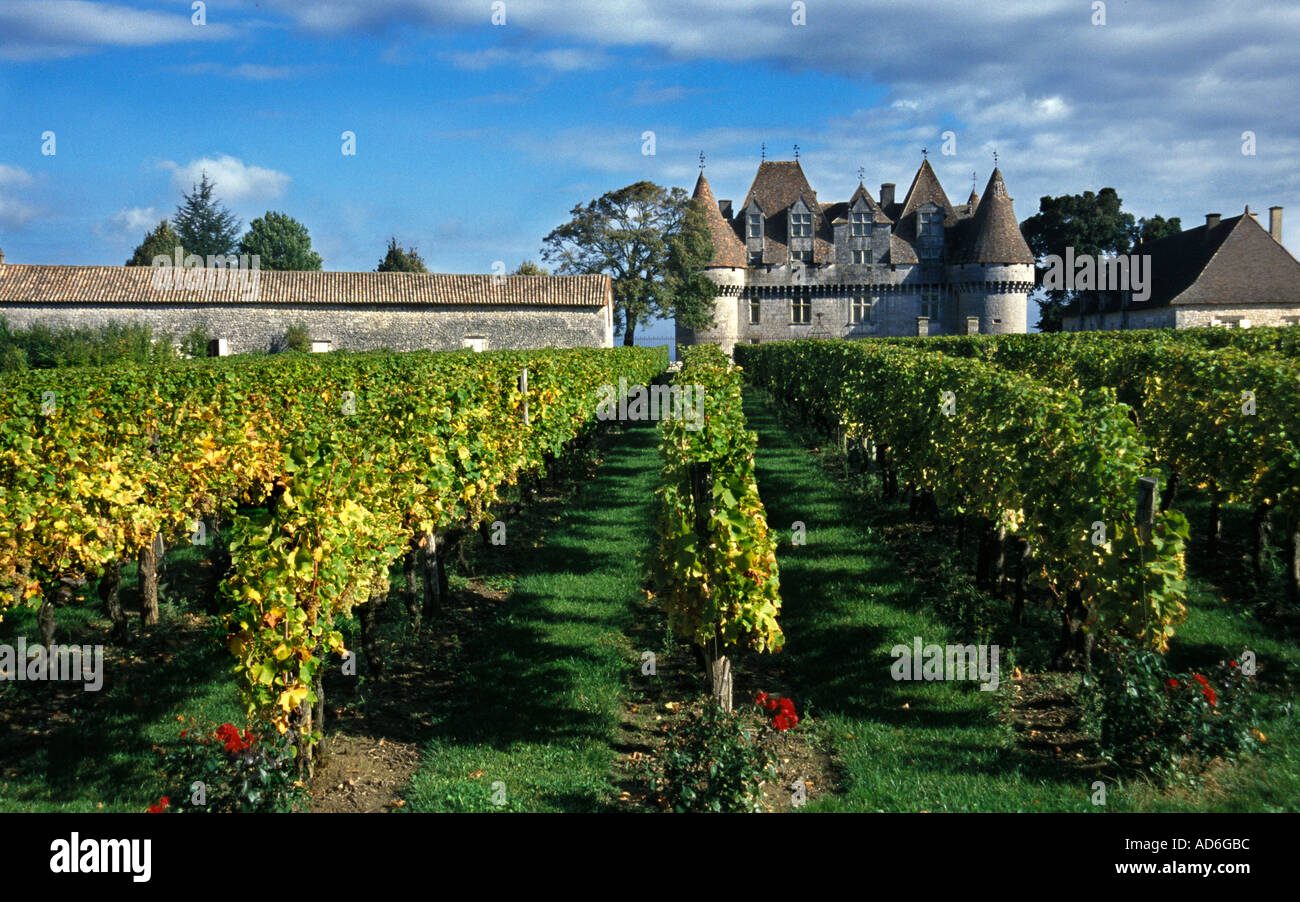 Francia vino Monbazillac Chateau Cahors Foto Stock