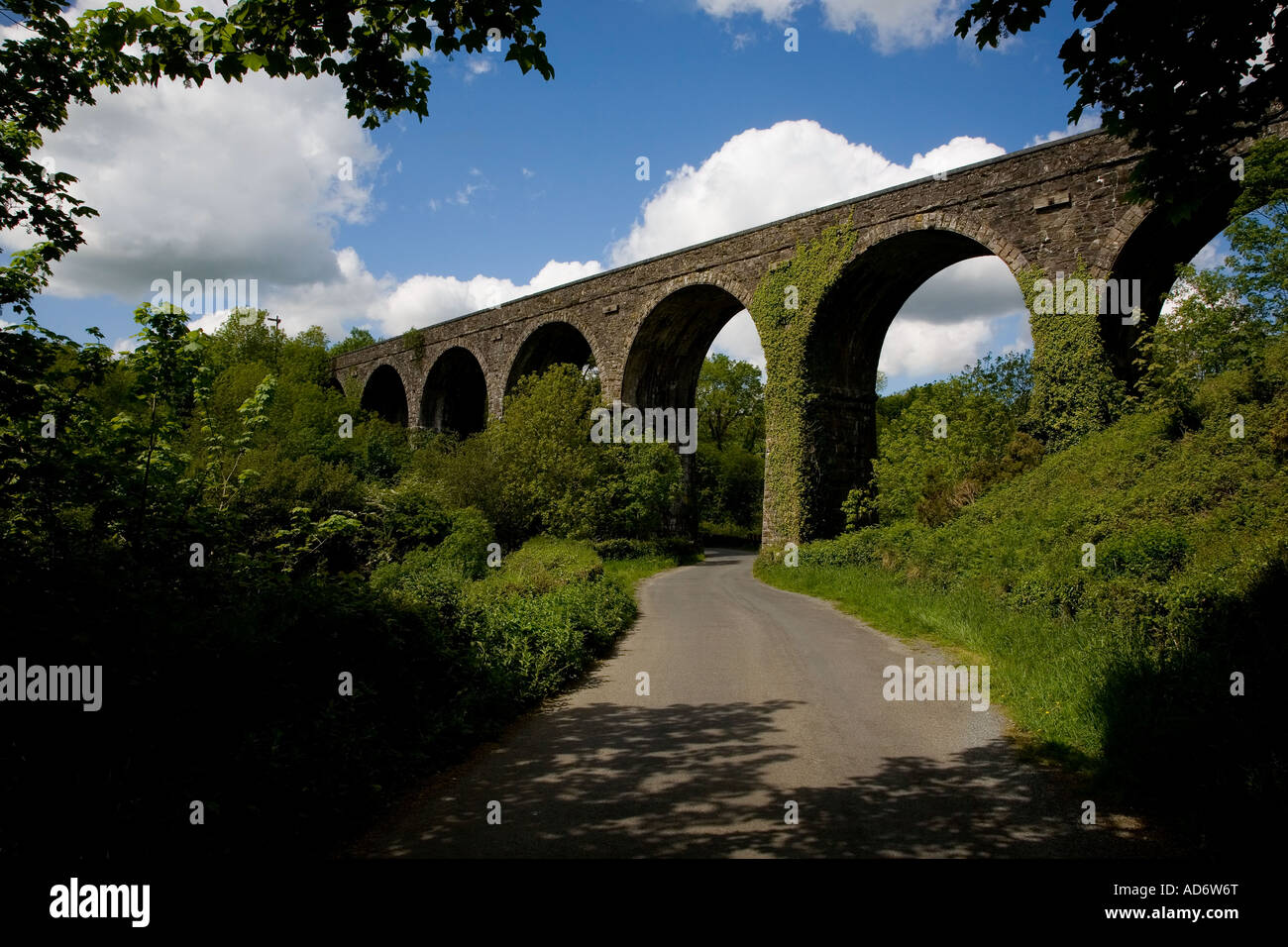 Viadotto ferroviario in disuso a Waterford Dungarvan linea, ora parte della Deise Greenway via, Kilmacthomas, nella contea di Waterford, Irlanda Foto Stock
