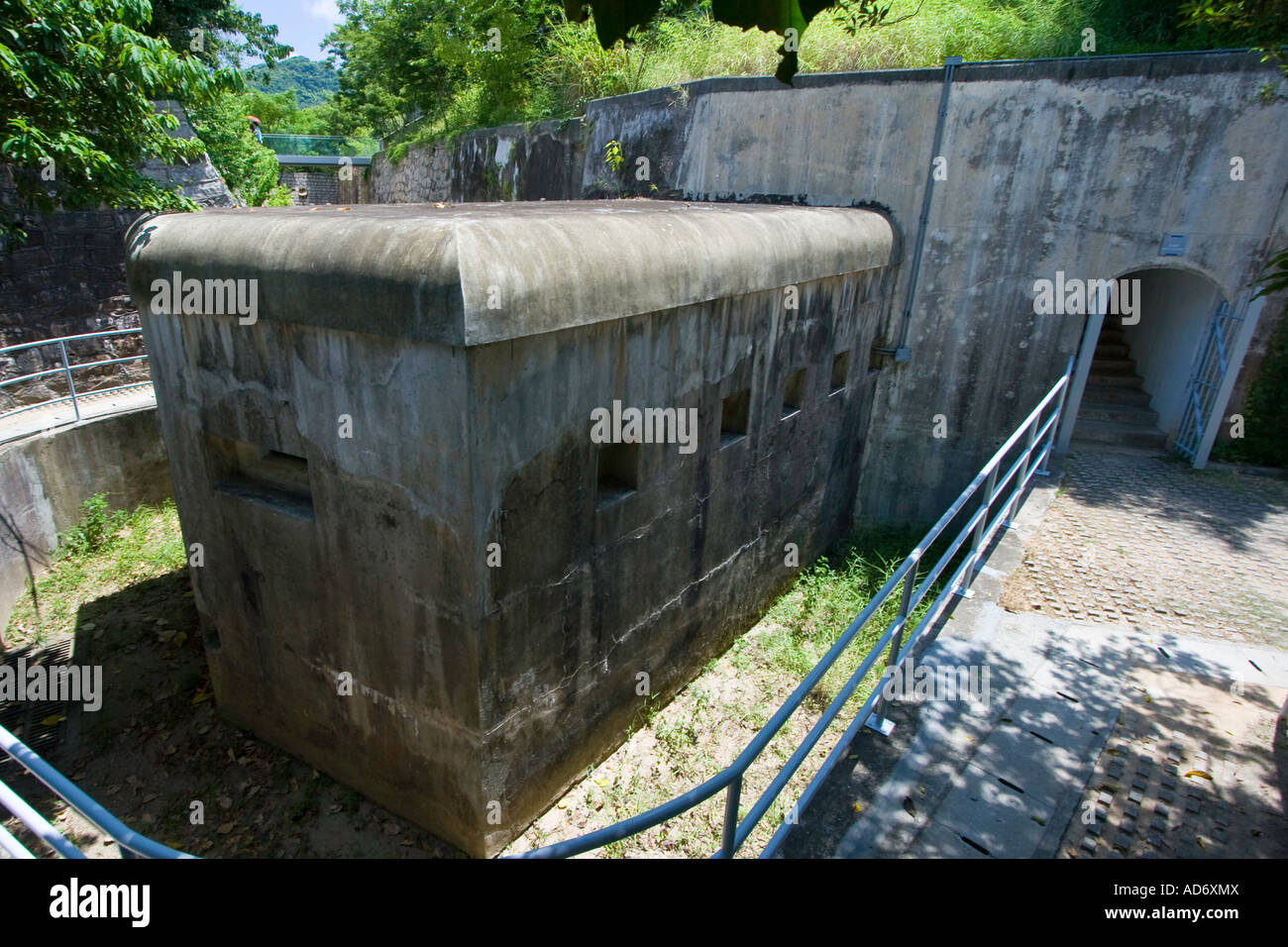 A nord di calcestruzzo Caponier Museo bunker di difesa costiera di Hong Kong Foto Stock