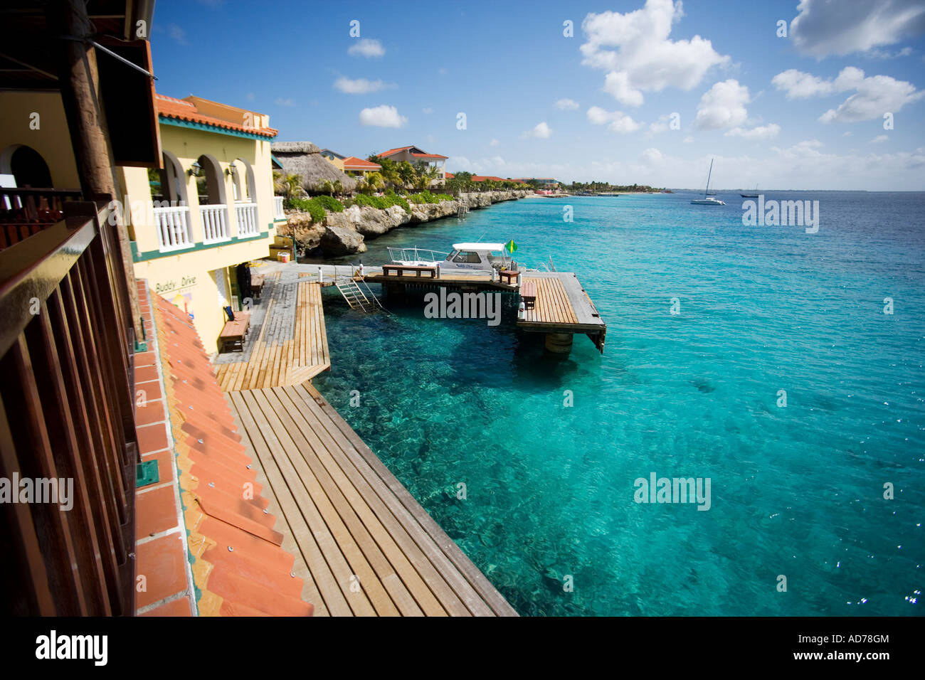 Motivi di Buddy Dive Resort, Bonaire, Netherland Antillies Foto Stock