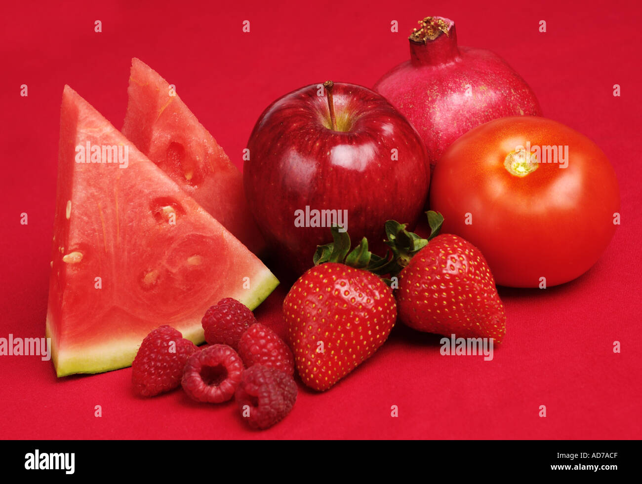 Rosso di frutta e verdura Foto Stock