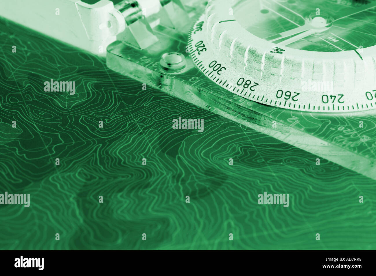 Concetto di immagine della bussola e mappa di contorno Foto Stock