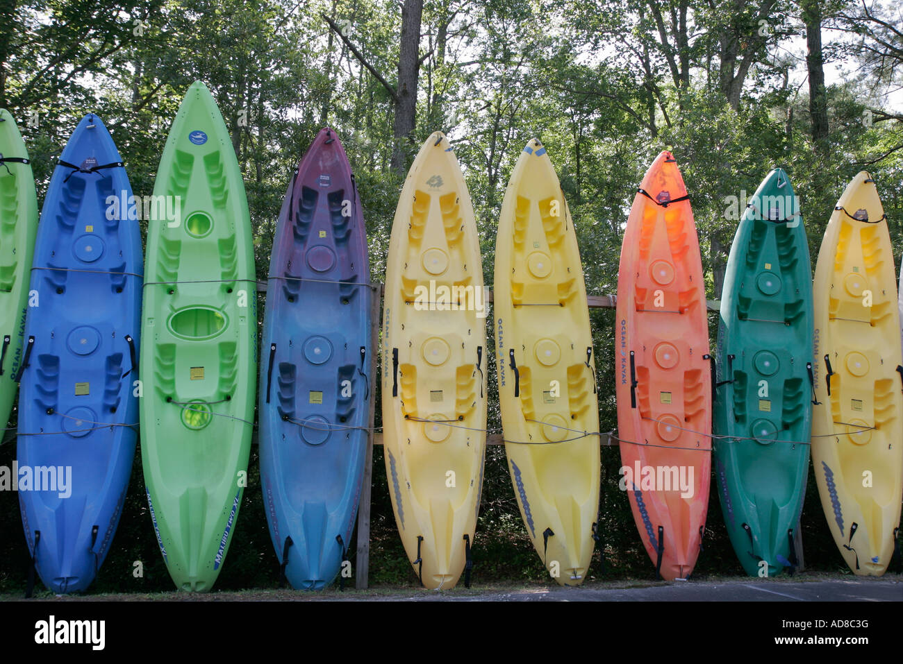 Virginia Beach, Sandbridge Road, cartello, Surf & Adventure Company, noleggio kayak da mare, VA070612121212122 Foto Stock