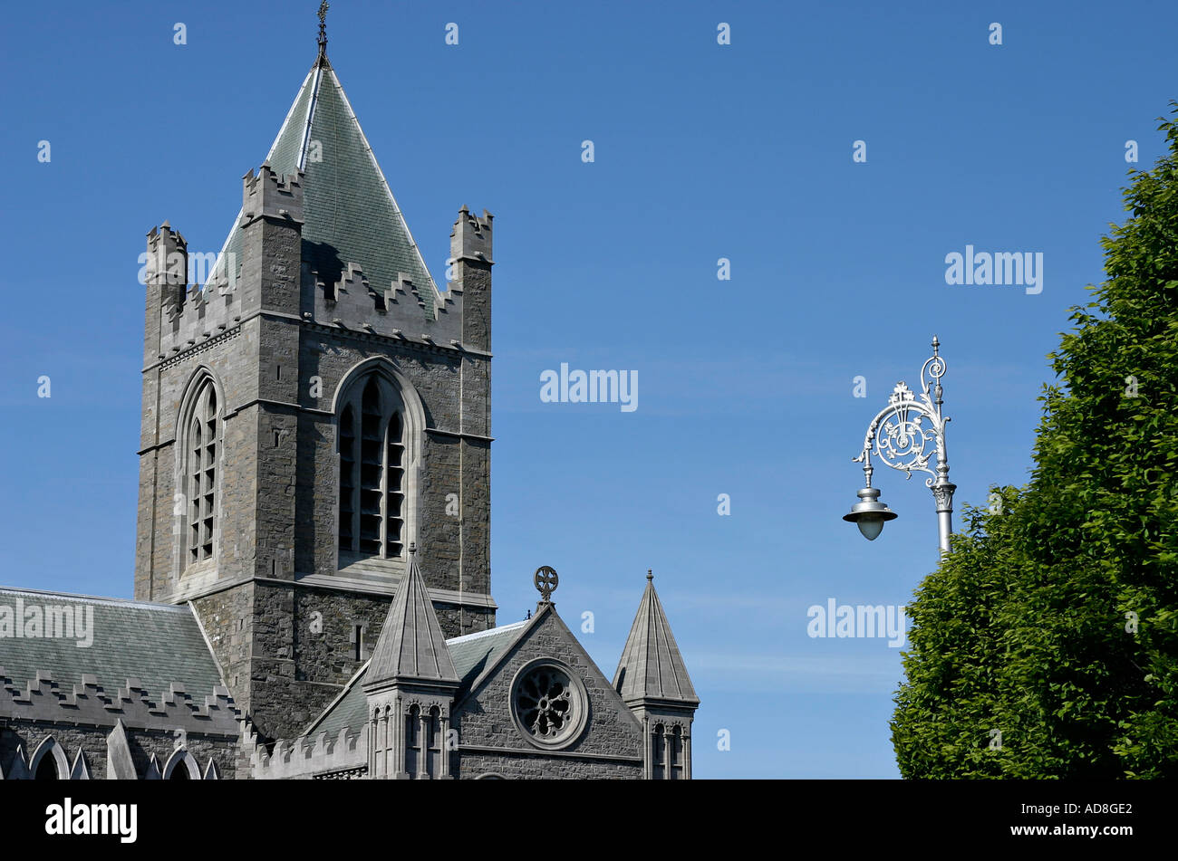 La cattedrale di Christchurch orizzontale una grande pietra grigia della chiesa anglicana con Norman heritage Dublino Irlanda Foto Stock