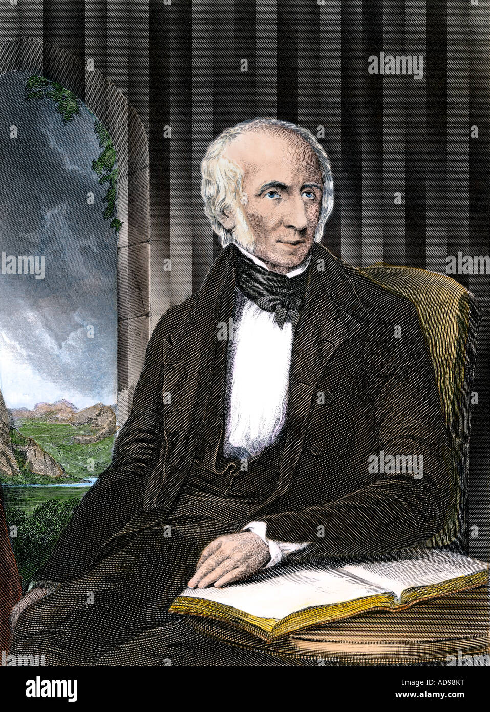 William Wordsworth. Colorate a mano incisione in acciaio Foto Stock