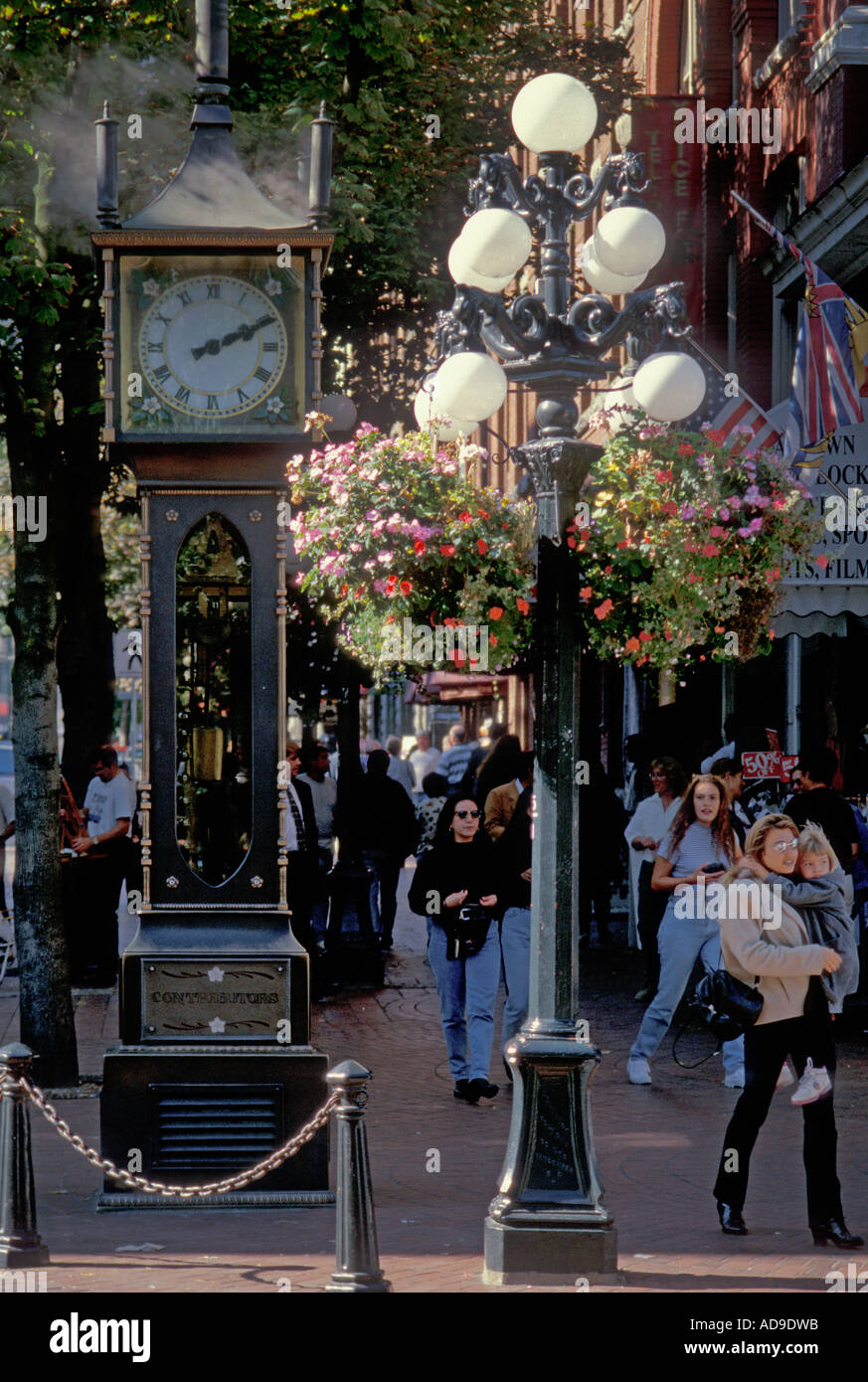 Storico a vapore orologio alimentato nel quartiere Gastown di Vancouver British Columbia Canada Foto Stock