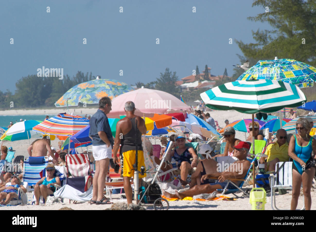 La folla su Nokomis Beach Florida Foto Stock