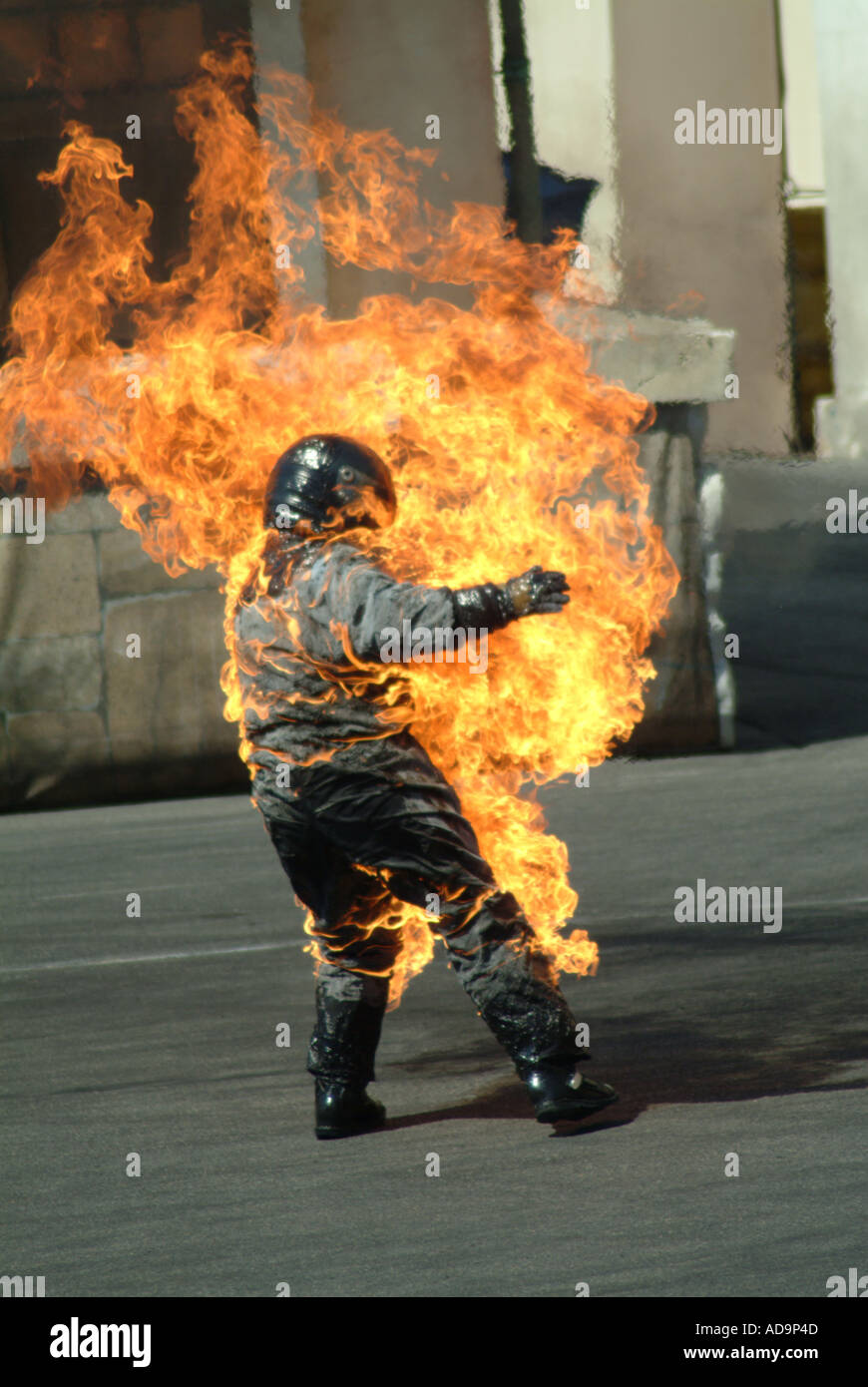 Man on Fire stunt show Foto Stock