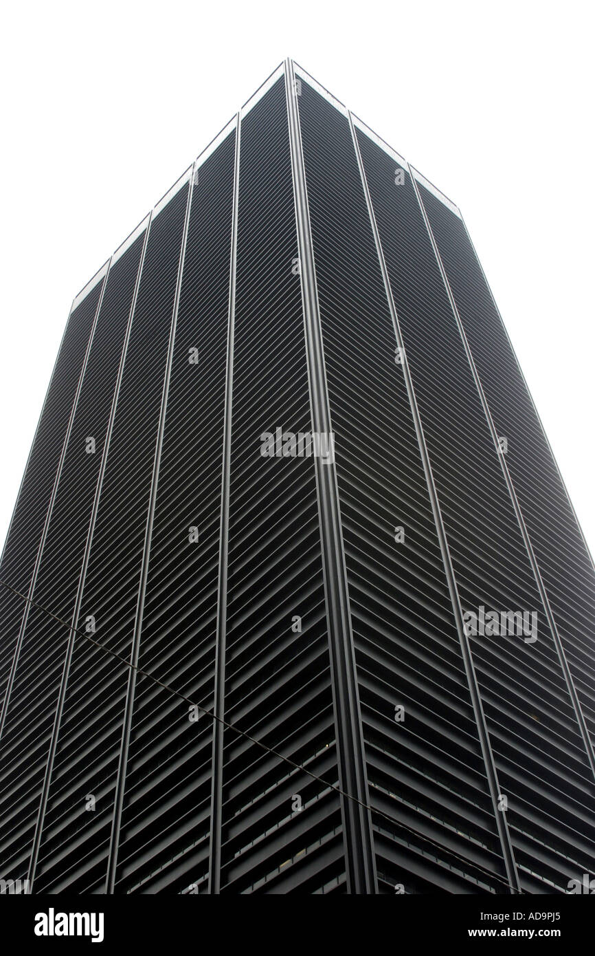 Solido acciaio nero graphic skyscrapper edificio a Manhattan New York America Foto Stock