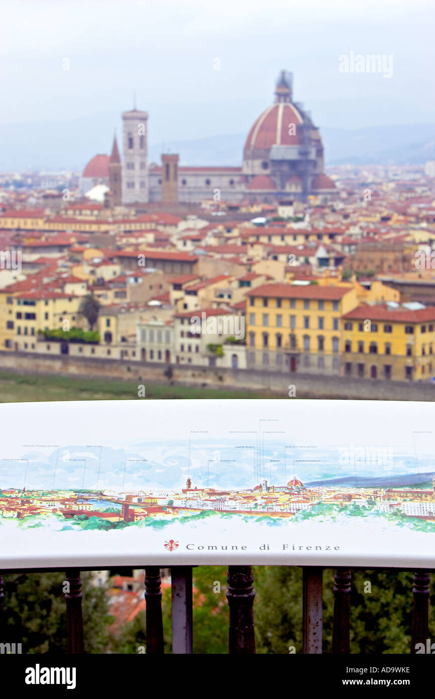 Firenze Italia con schema della città in primo piano e il Duomo con il Duomo di sfondo Europa Firenze Italia mette il colore dell'immagine ST Foto Stock