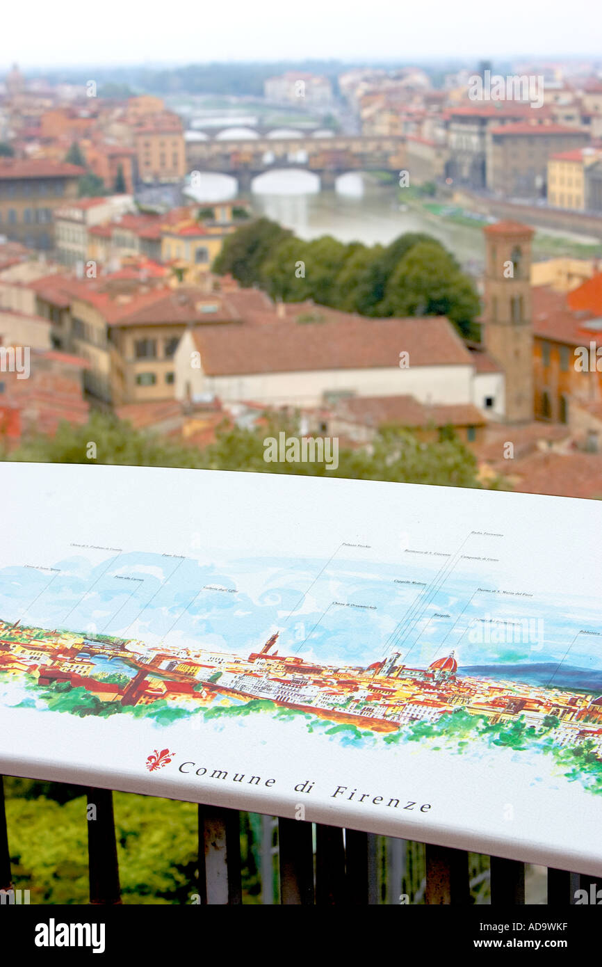 Firenze Italia con schema della città in primo piano e il Duomo con il Duomo di sfondo Europa Firenze Italia mette il colore dell'immagine ST Foto Stock