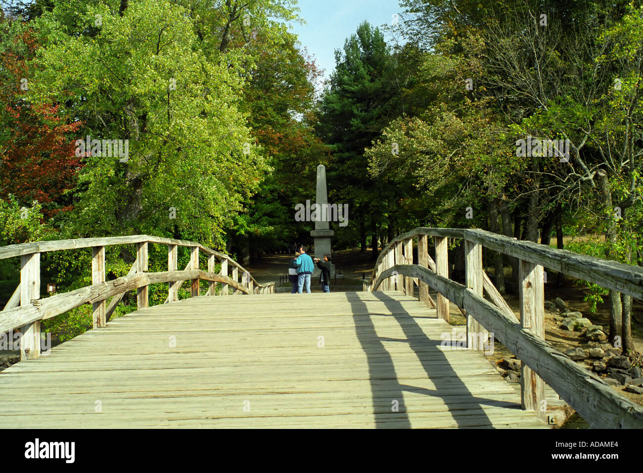 Il vecchio ponte nord noi guerra rivoluzionaria sito Concord Massachusetts Foto Stock