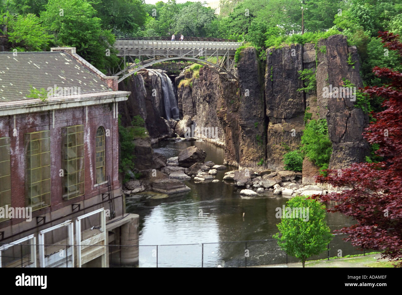 Great Falls di Paterson Passaic River NJ sito precoce della rivoluzione industriale Foto Stock