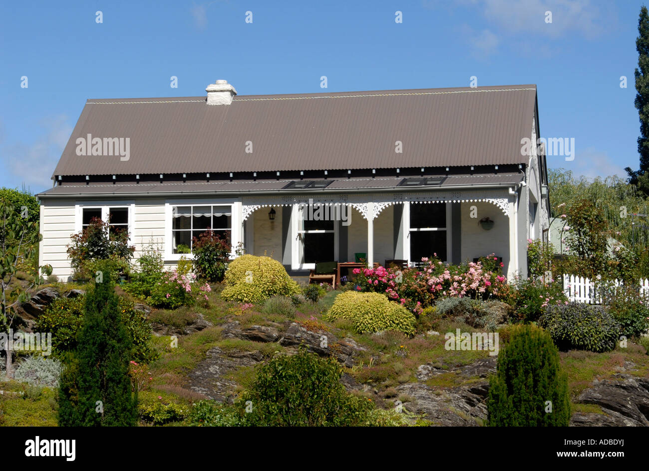 Storica casa weatherboard Arrowtown Isola del Sud della Nuova Zelanda Foto Stock