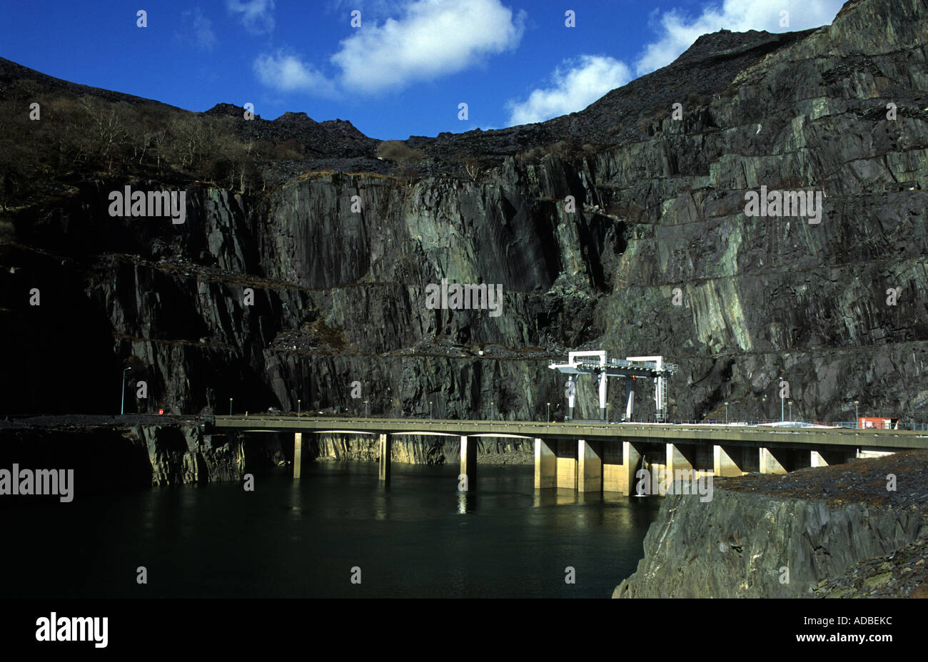 Il serbatoio inferiore, Dinorwig centrale idroelettrica, Llanberis, Gwynedd, il Galles del Nord. Foto Stock