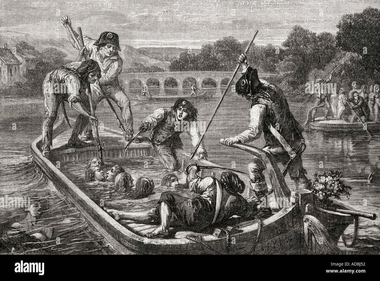 Il drownings in Loire durante il terrore 1793 Foto Stock