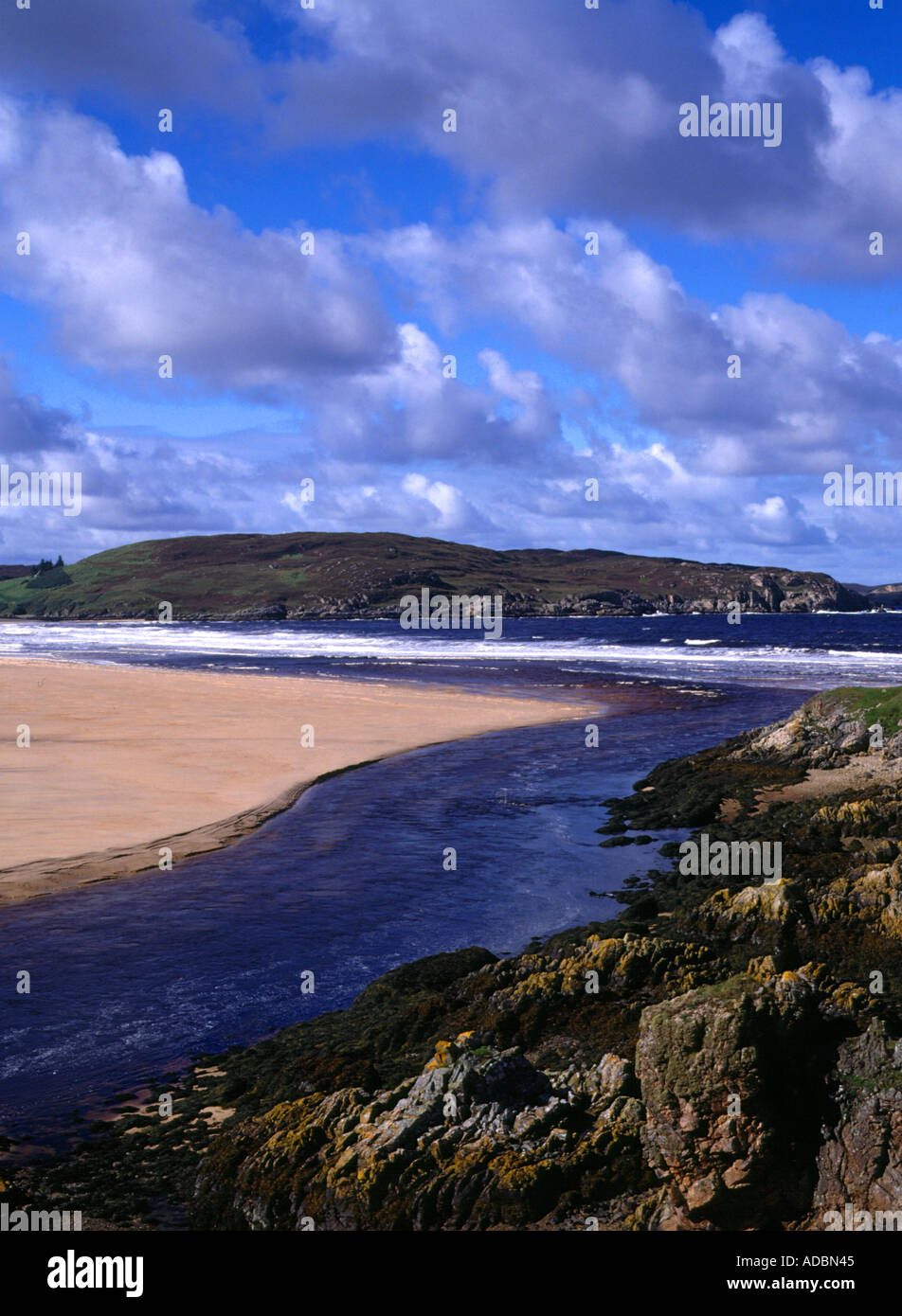 dh Torrisdale Bay BETTYHILL bocca SUTHERLAND del fiume Naver spiaggia sabbiosa Highlands costa nord 500 scozia mare scottish estuario Foto Stock