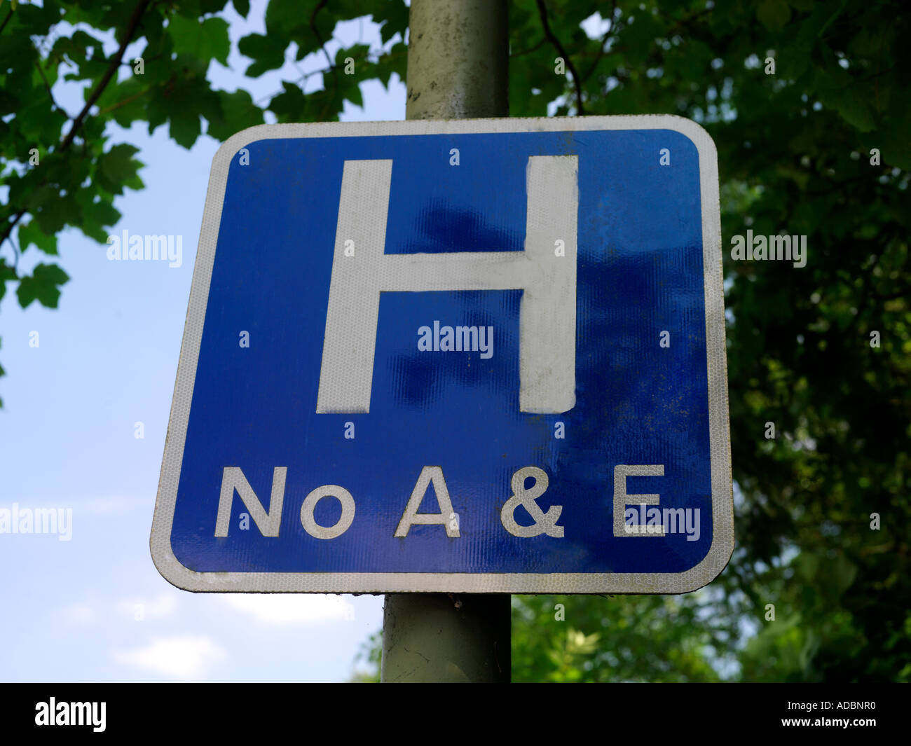 H segno Ospedale No A&E. Foto Stock