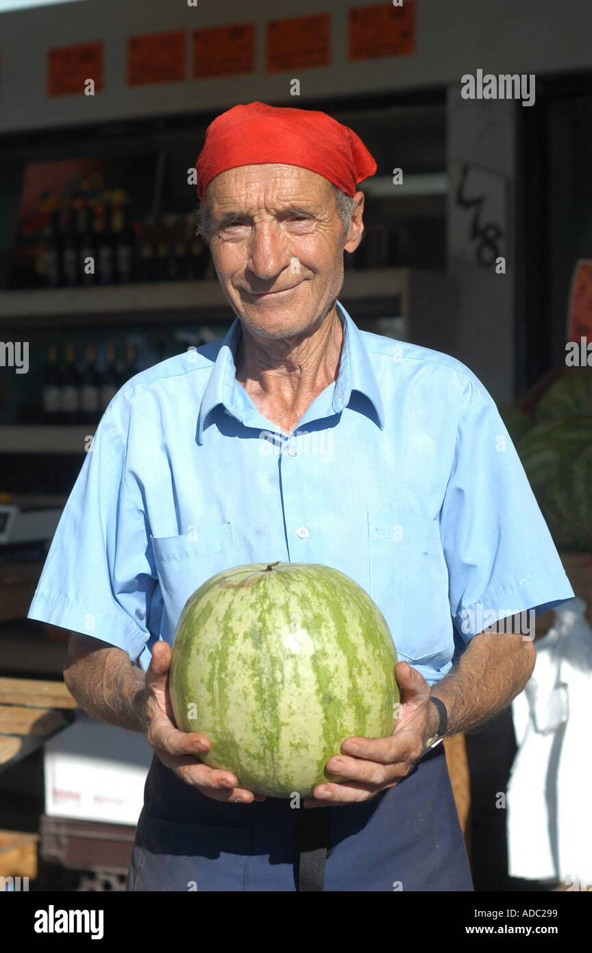 Produttore presso Jean Talon Montreal di mercato Foto Stock
