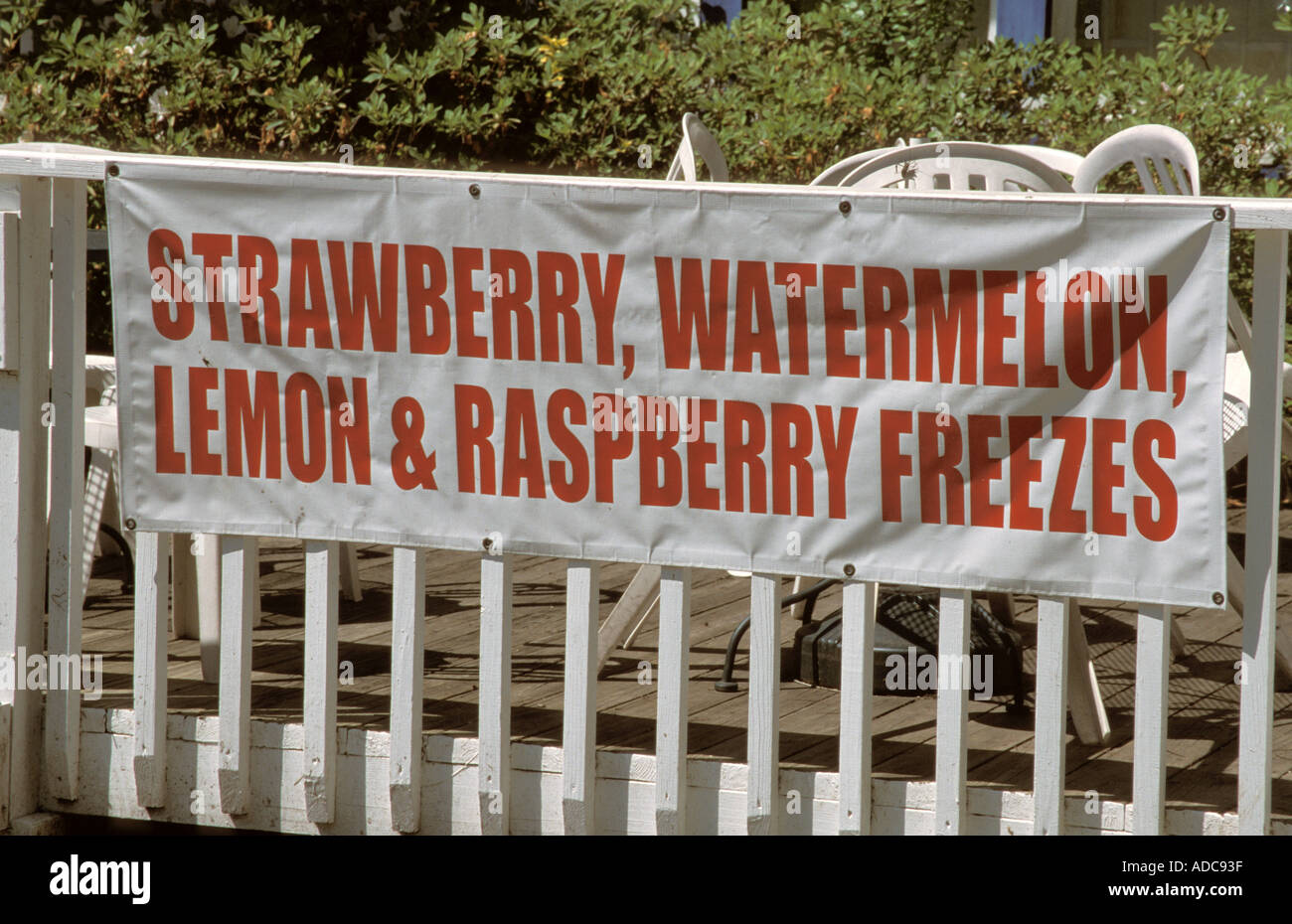 Città vecchia molla Texas USA rinfreschi segno anguria Fragola Limone Lampone si blocca il gelato Foto Stock