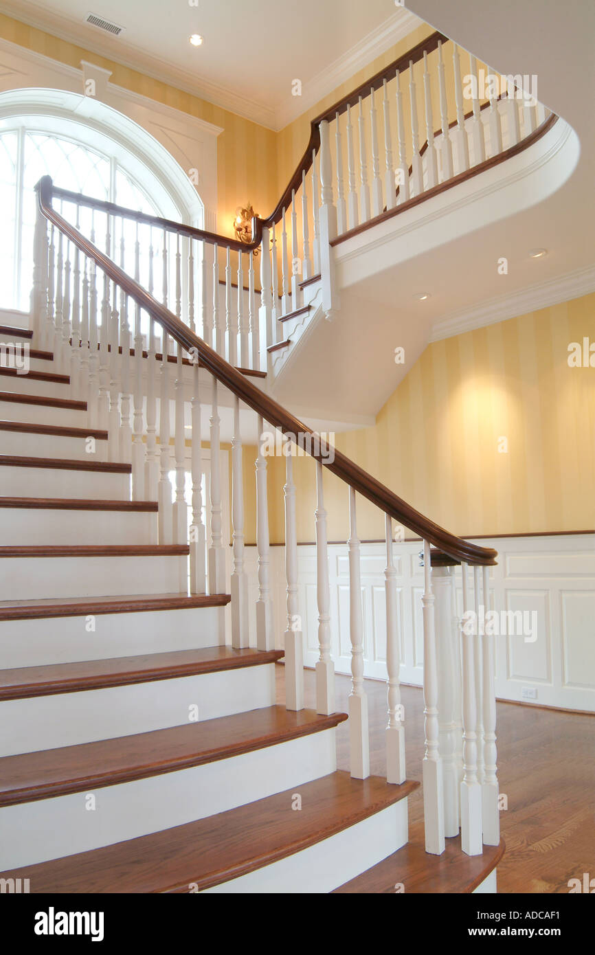 Scale scala scala con ringhiera corrimano, STATI UNITI D'AMERICA Foto Stock