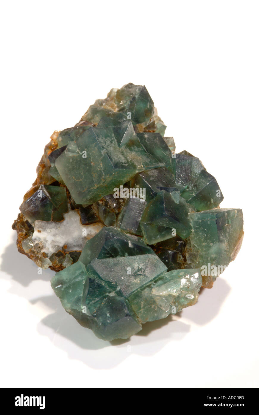 Fluorite minerale, blu-verde a cubetti con il gemellaggio, Rogerly cava, Stanhope, Co. Durham, Inghilterra Foto Stock