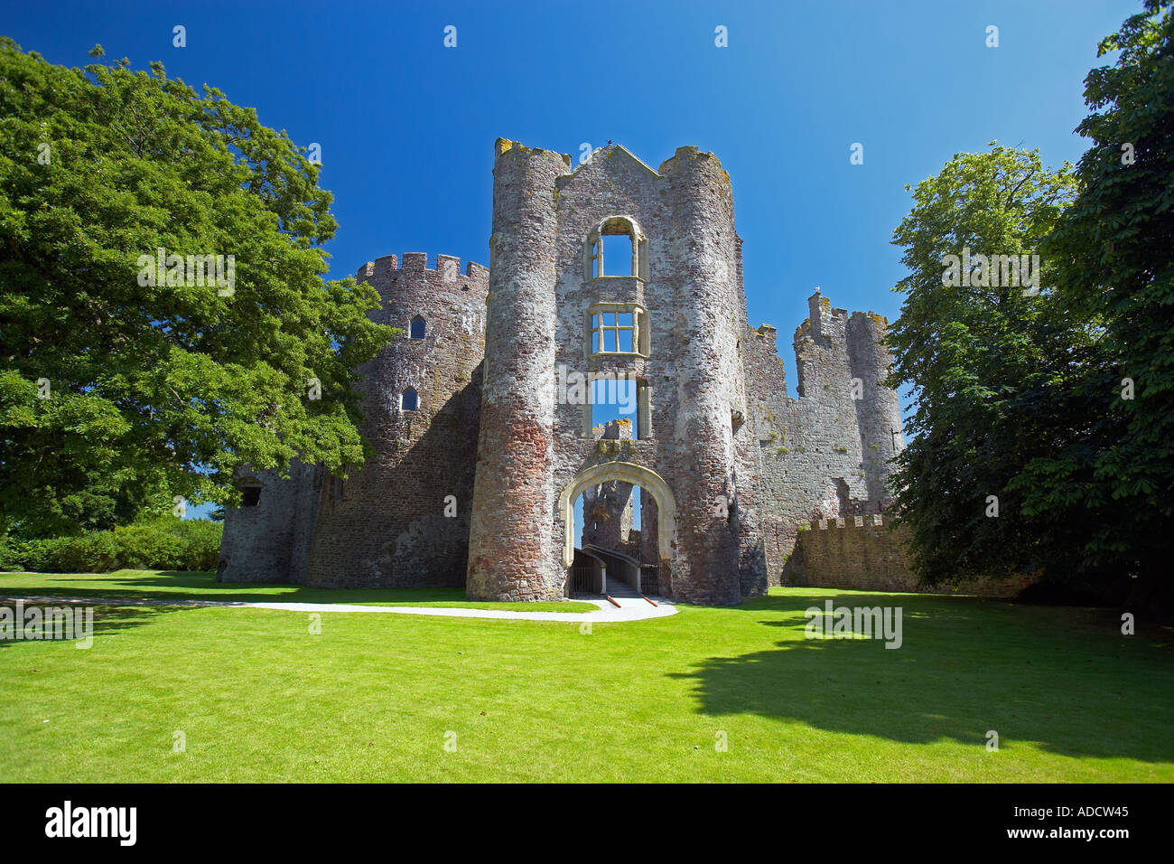 Laugharne Castello, Laugharne, West Wales, Regno Unito Foto Stock