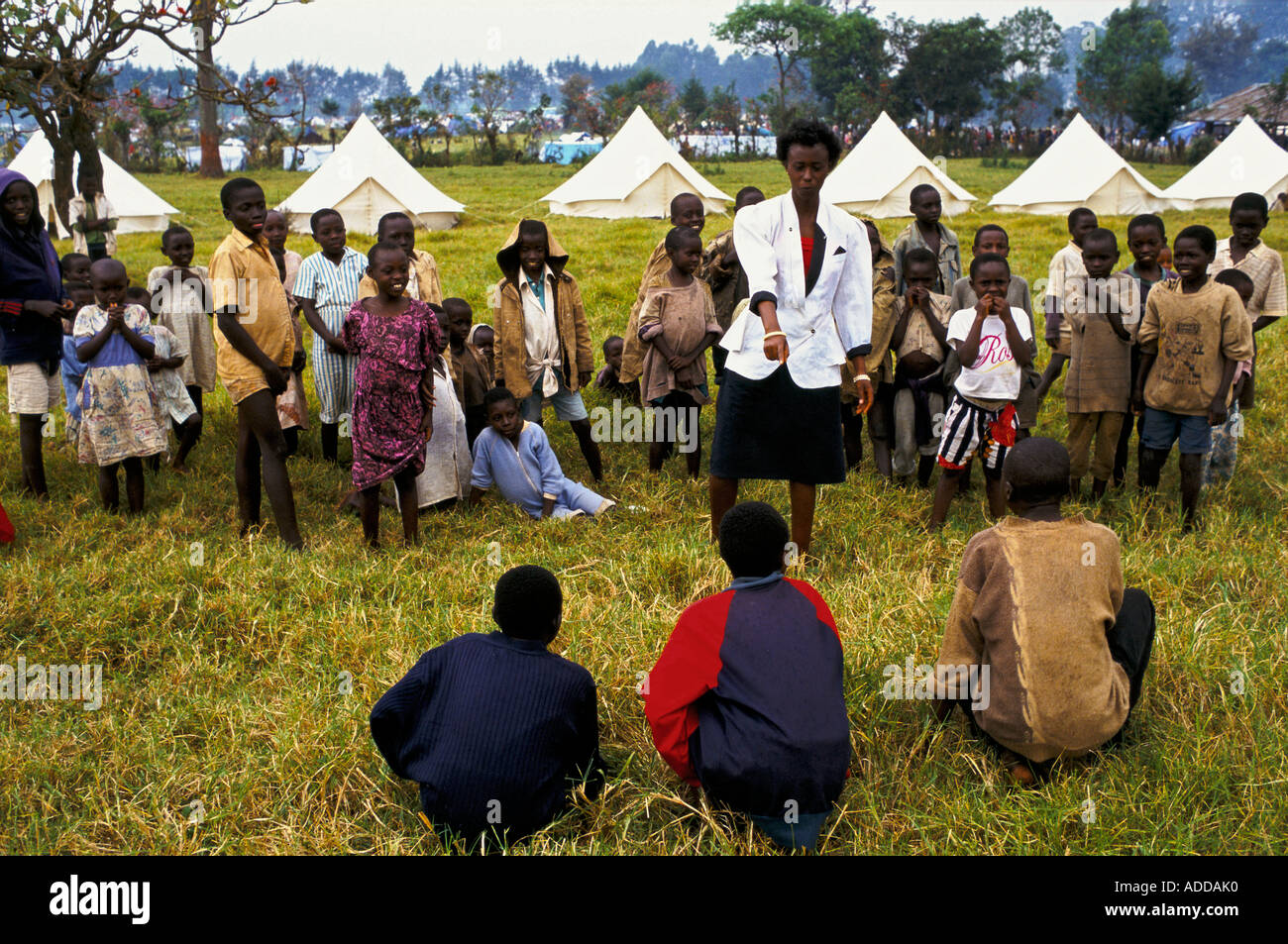 Camp Kashusha Bukavu in Zaire, Agosto 1994. I bambini presso il campeggio orfanotrofio giocare. Foto Stock