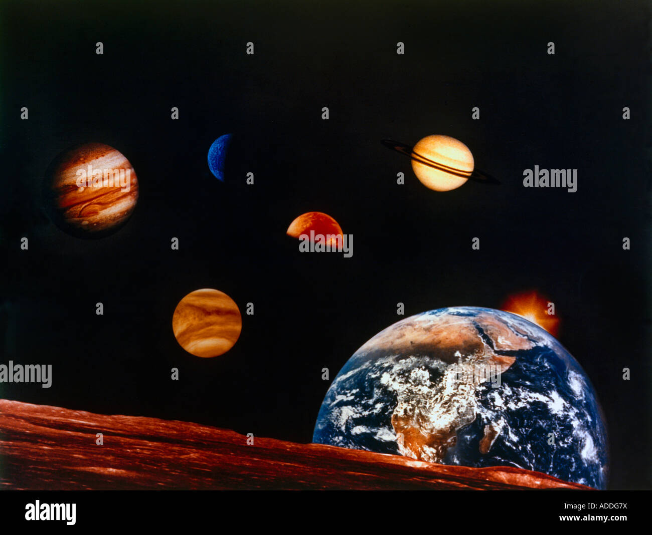 Illustrazione del sistema solare Foto Stock