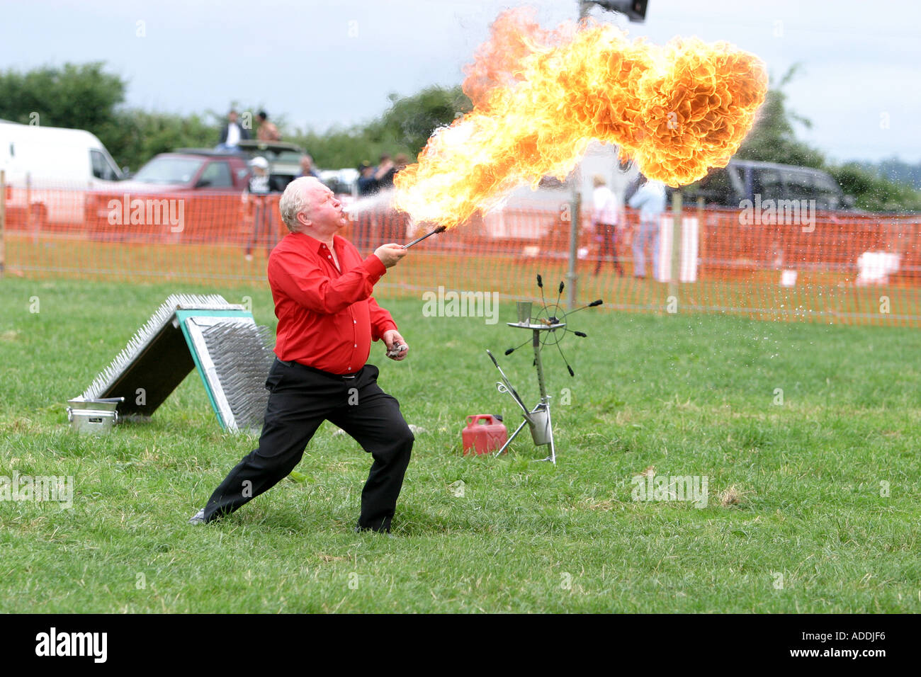 Fire eating osare devil stunt man Foto Stock