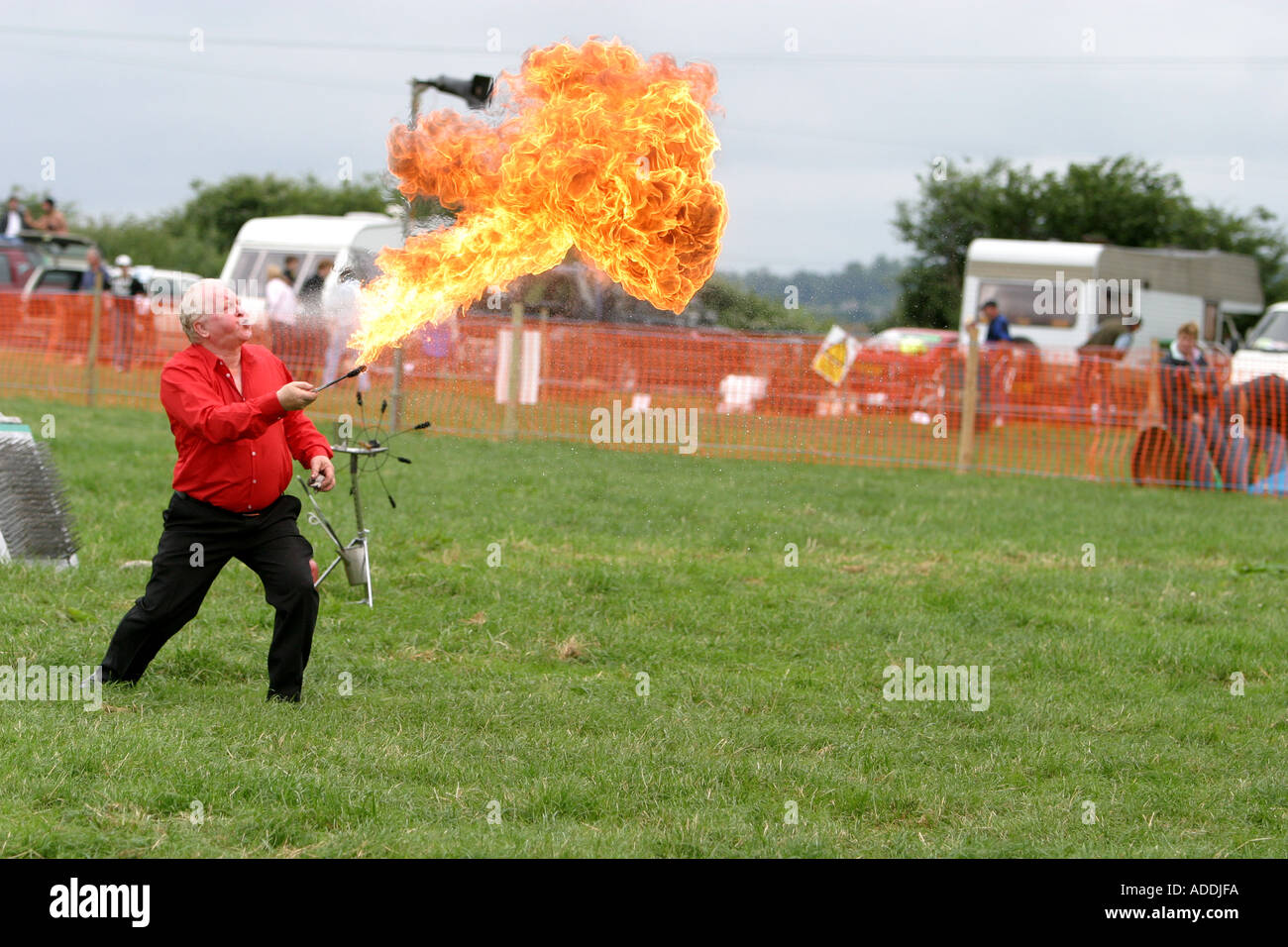 Fire eating osare devil stunt man Foto Stock