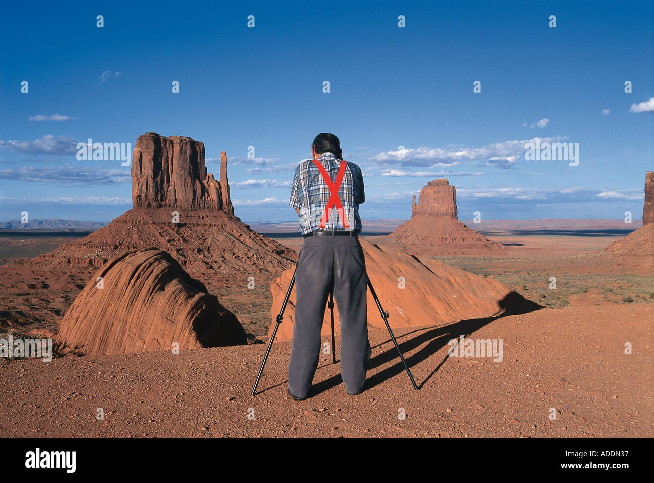 Fotograf bei der Arbeit, Gene Lambert, Monument Valley Tribal Park, Arizona, Stati Uniti d'America Foto Stock